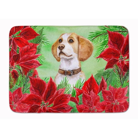 Carolines Treasures Beagle Poinsettas Machine Washable Memory Foam Mat CK1334RUG